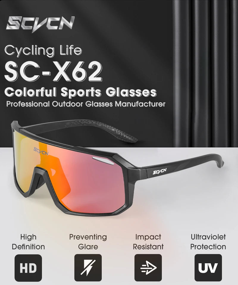 SCVCN-Óculos de ciclismo para homens e mulheres, óculos de sol, óculos, esportes, MTB, óculos ao ar livre, bicicleta, multi color, equitação, UV400